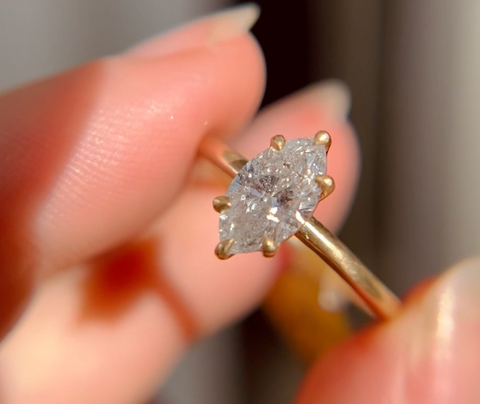 salt and pepper marquise cut engagement ring