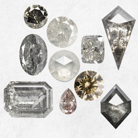 the colors and cuts of salt and pepper diamonds for jewelry