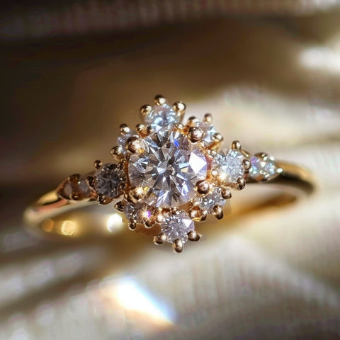 fairycore fantasy engagement ring celestial cluster ring