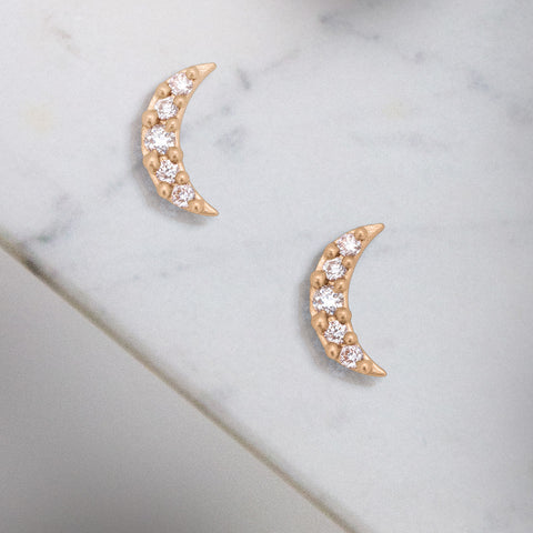 moon earrings with conflict-free diamonds and ethical gold