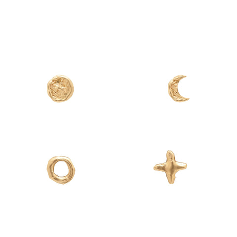 Gold Crescent Moon Earrings: Phases of the Moon Studs