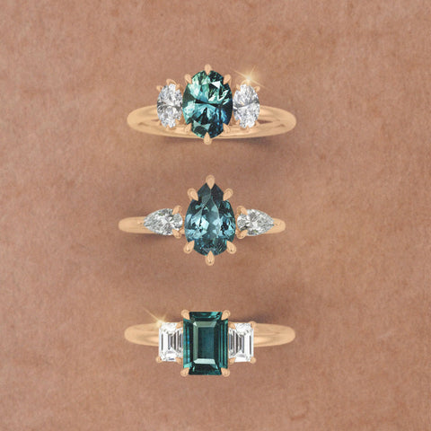 three stone sapphire engagement ring