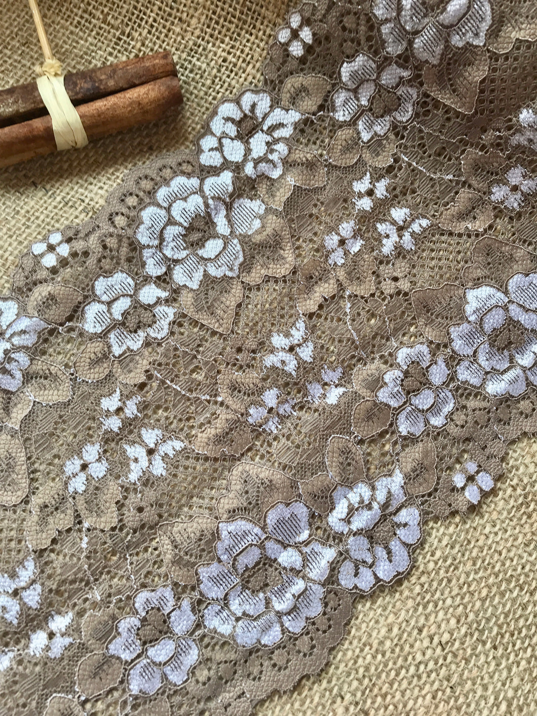 taupe lace trim