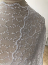 White Embroidered Soft Tulle Fabric  112/115 cm