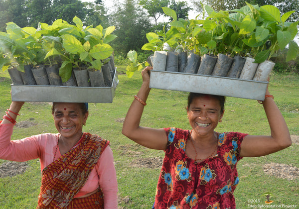 Women plant new trees in Nepal - one for each toothbrush sold