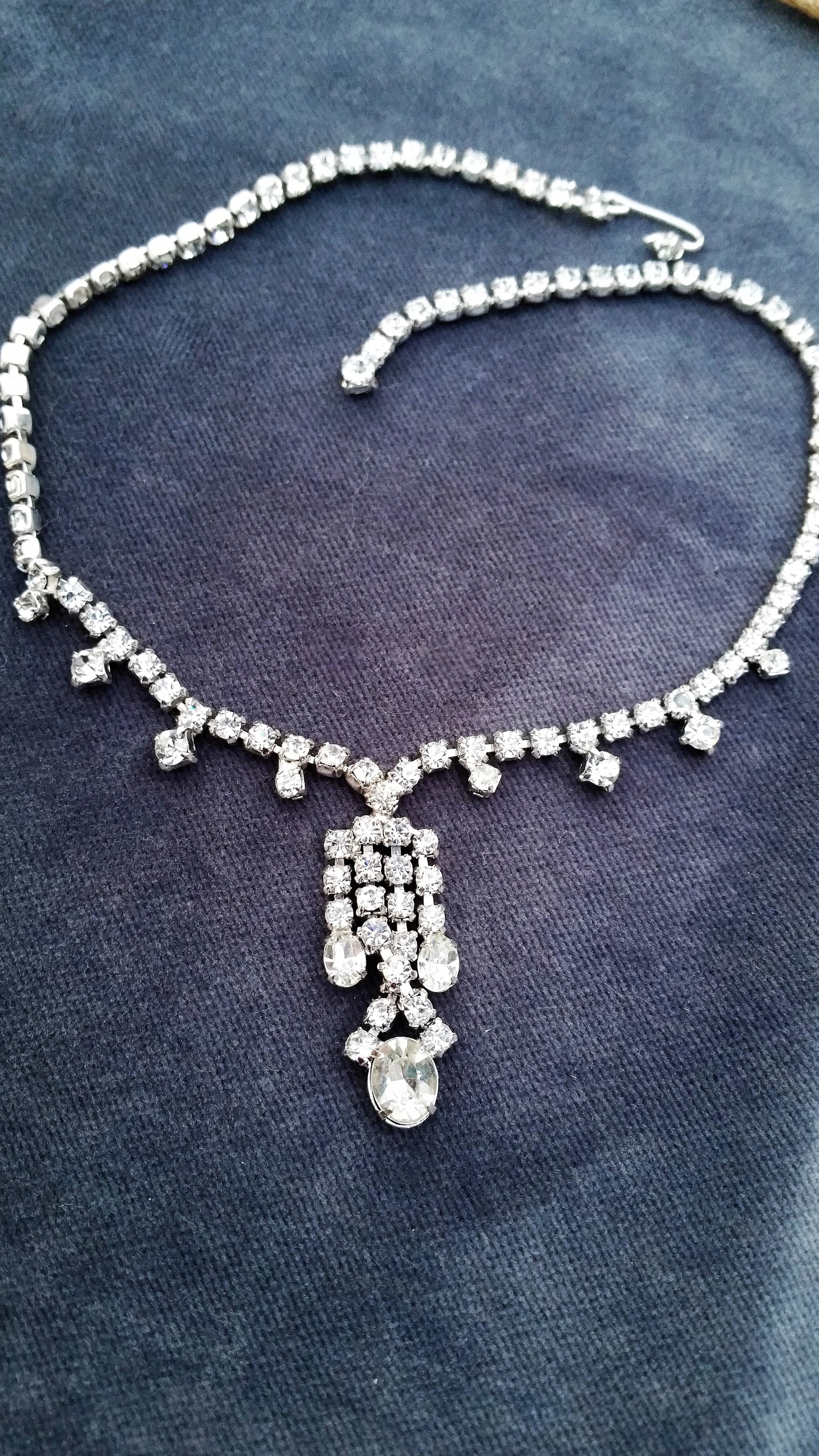 Vintage bridal rhinestone bib necklace