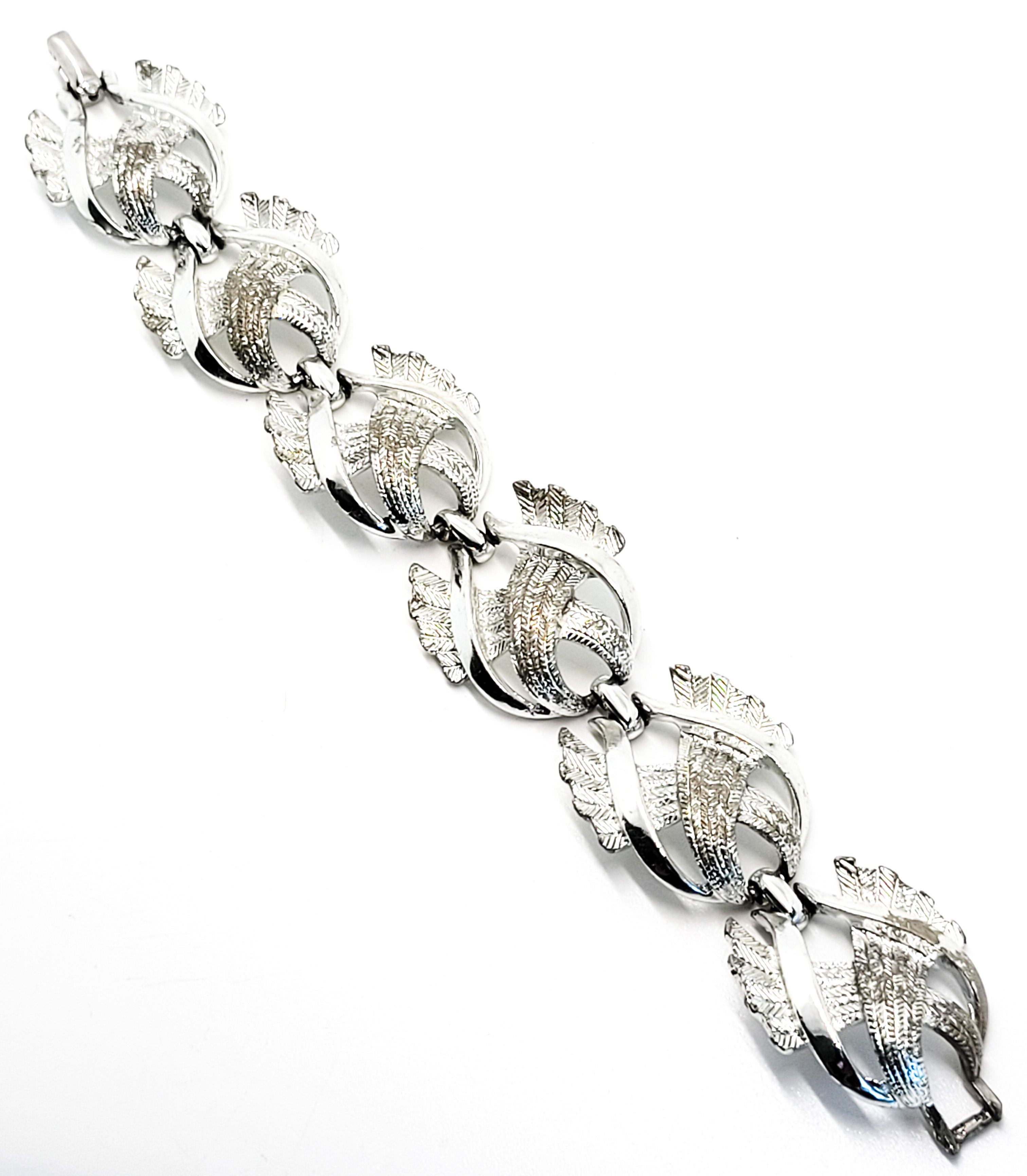 Coro signed silver plated vintage open work tennis bracelet mid 