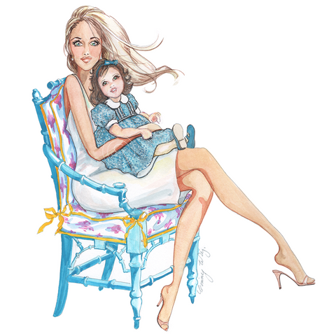 mother daughter custom illustration artwork by Ginny Moon