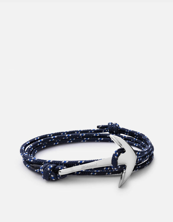 Royal Blue Union Anchor Silver & Braided Leather Bracelet | ANCHOR & CREW |  Wolf & Badger