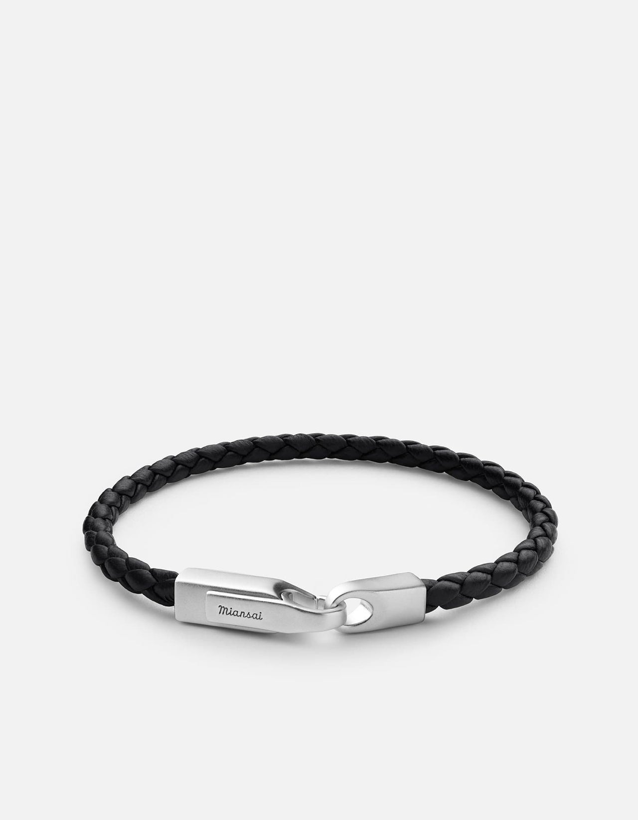 Crew Leather Bracelet, Matte Sterling Silver, Solid Black | Men's ...