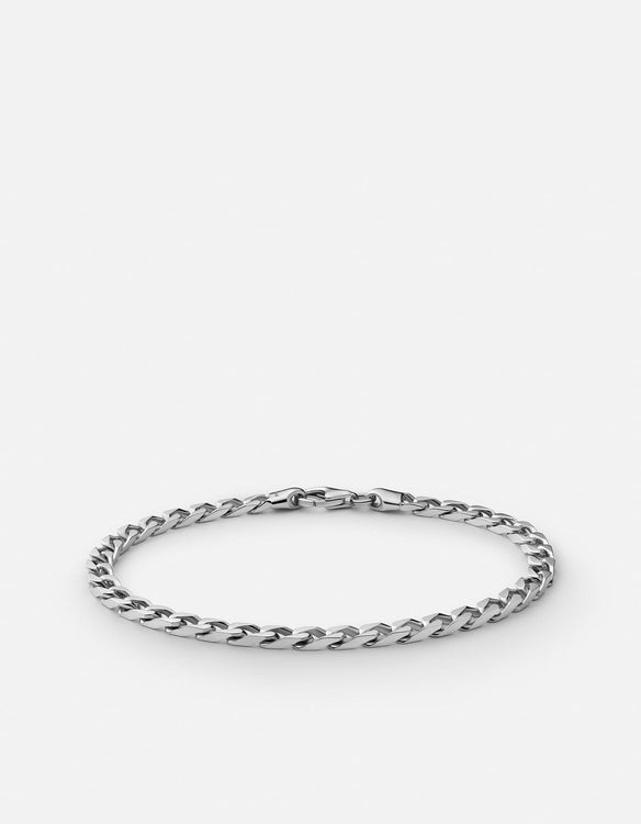 Silver Bracelet Men Mens Bracelet 3mm Curb Chain Thin Silver -  Sweden