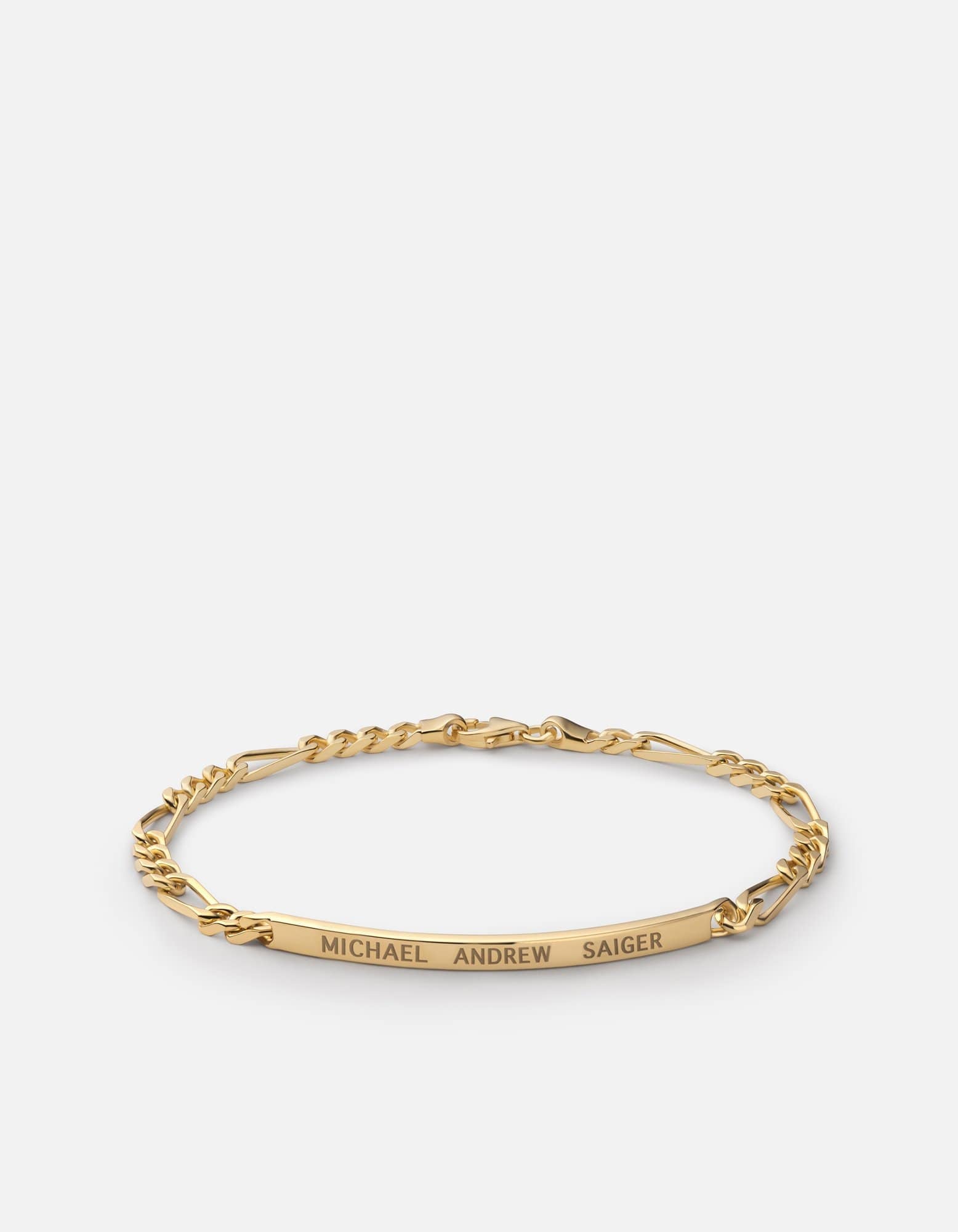 3mm ID Figaro Chain Bracelet, Gold Vermeil