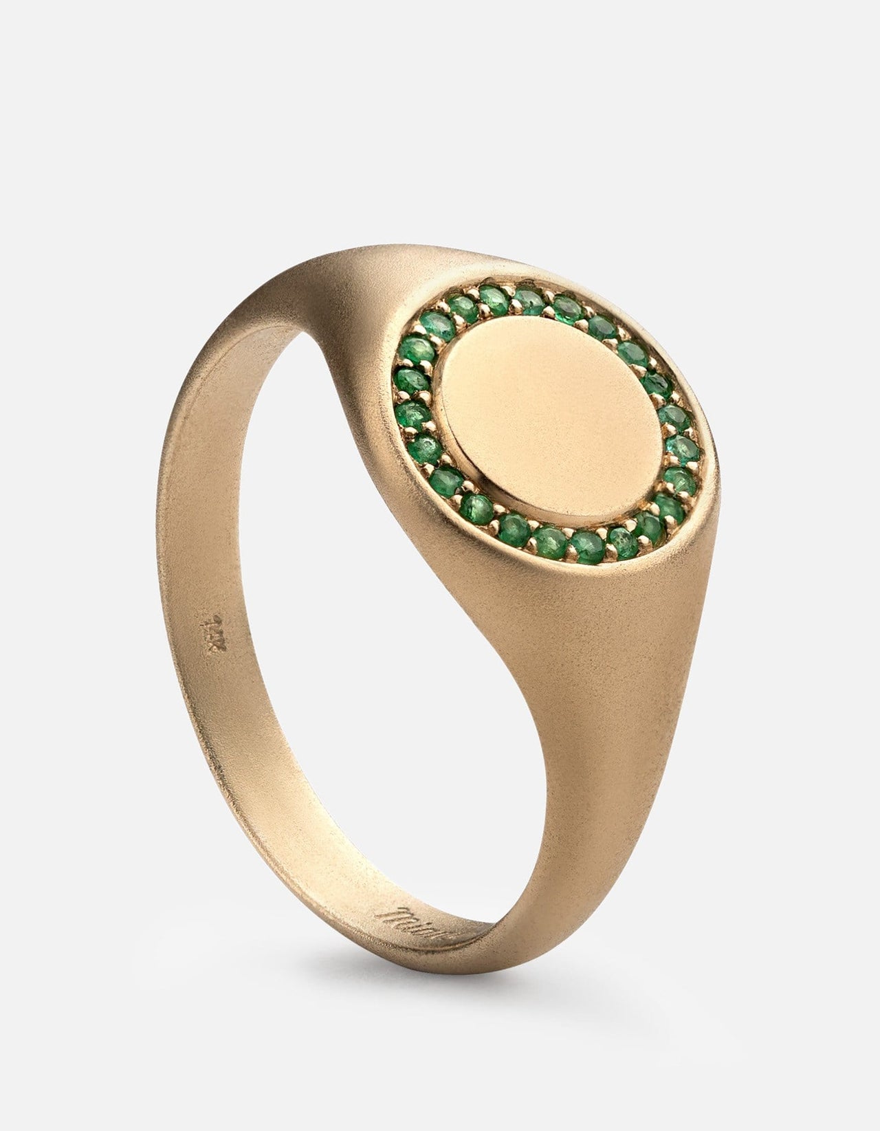 Halo Signet Ring, 14k Matte Gold/Emeralds | Men's Rings | Miansai