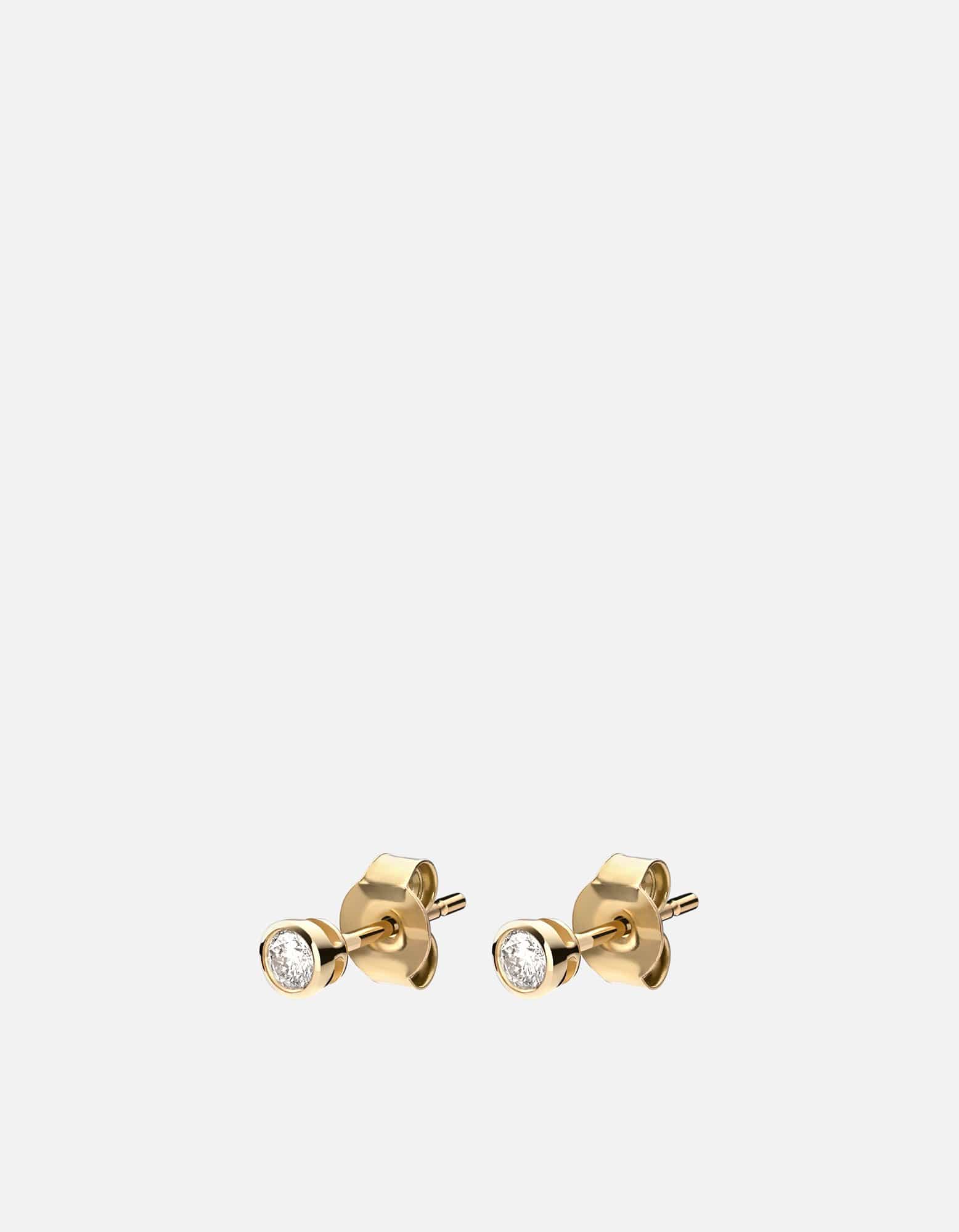 Image of Solitaire Studs, 14k Gold Pavé