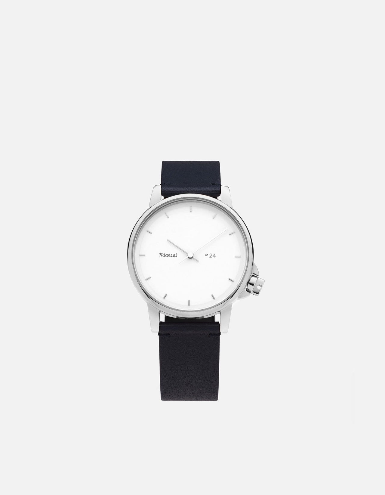 leather watch white face