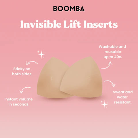 Boomba Sticky Bra,Boomba Bra Inserts Push Up,Double Sided Sticky Bra, Silicone Triangle Push up Pads (Black) : : Clothing, Shoes &  Accessories