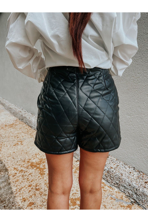 Vegan Leather High Rise Pull On Shorts, Women's Leather Shorts