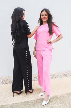 Wide Leg Pearl Lined Pants