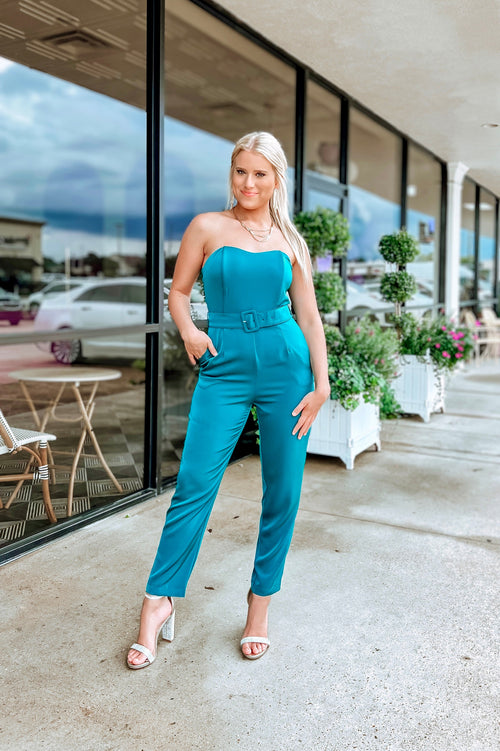 One Shoulder Overlay Frill Jumpsuit In Navy | Edie b. | SilkFred US