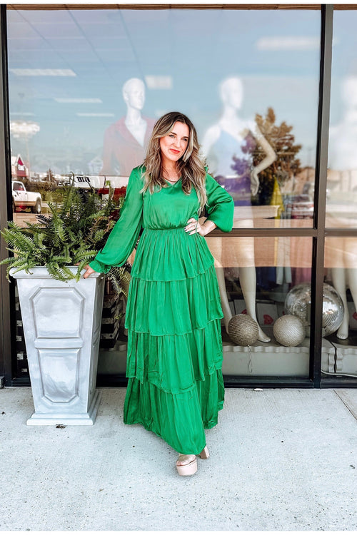 In Love Forever Emerald Green Lace-Up High-Low Maxi Dress