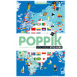 Poppik Flags of the World package cover. Cover map is mainly blue colors with colorful graphics of children and country-related items placed throughout.