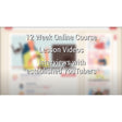 A YouTube 4 Teens screenshot with a blurred background that shows illustrations of block-like people. Over the top is white text that reads "12 week online course," "lesson videos," and "interviews with established YouTubers."