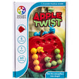 The Apple Twist Smart Game box cover.  The box shows the apple game with the yellow and green pieces in place on the board and the blue on top of the apple, waiting to be put in place. In the backgrounds is a forest scene, out of focus. The box indicates that the game is 1-player and is recommended for age 5 or older. There are 60 challenges.