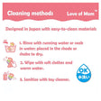 Flower Whistle care instructions. You can clean with one of the following options. 1. Rinse with running water or soak. Place in shade or shake dry. 2. Wipe with soft cloth and warm water. 3. Sanitize with toy cleaner.