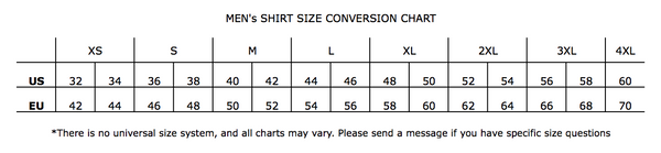 size 42 mens shirt conversion