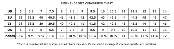 men's shoe sizes conversion chart