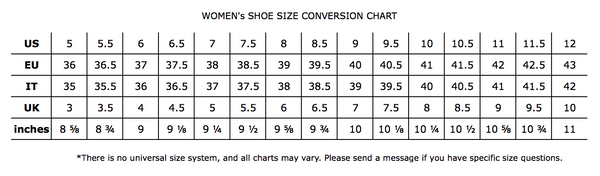 shoe size conversion for women's size 38