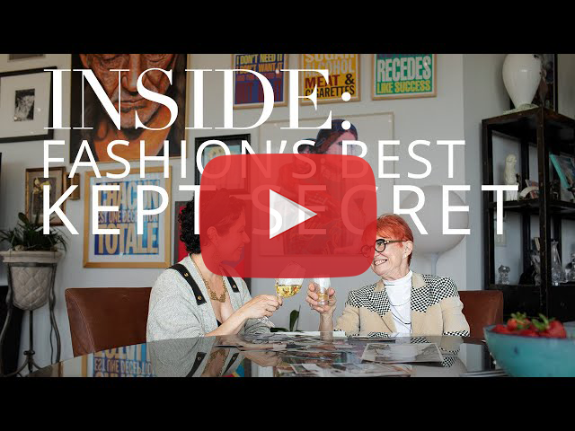 Youtube play button overlay for Inside Fashions Biggest Secret exclusive interview with UAL co-founder and the creative director