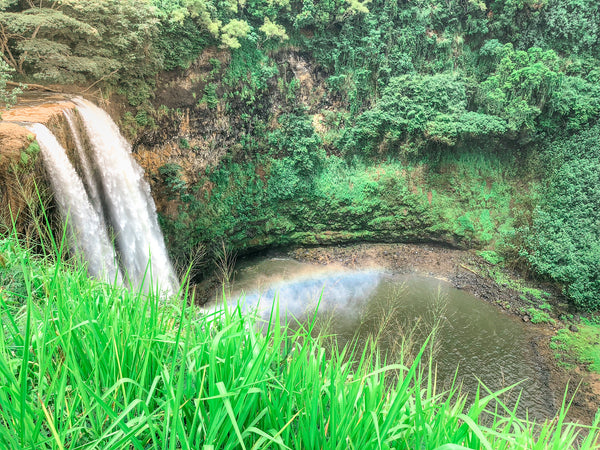 Clever girl goes to Wailua Falls Hawaii