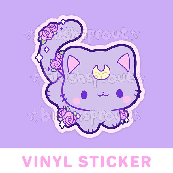 Lavender Cat Fuzzy Stickers