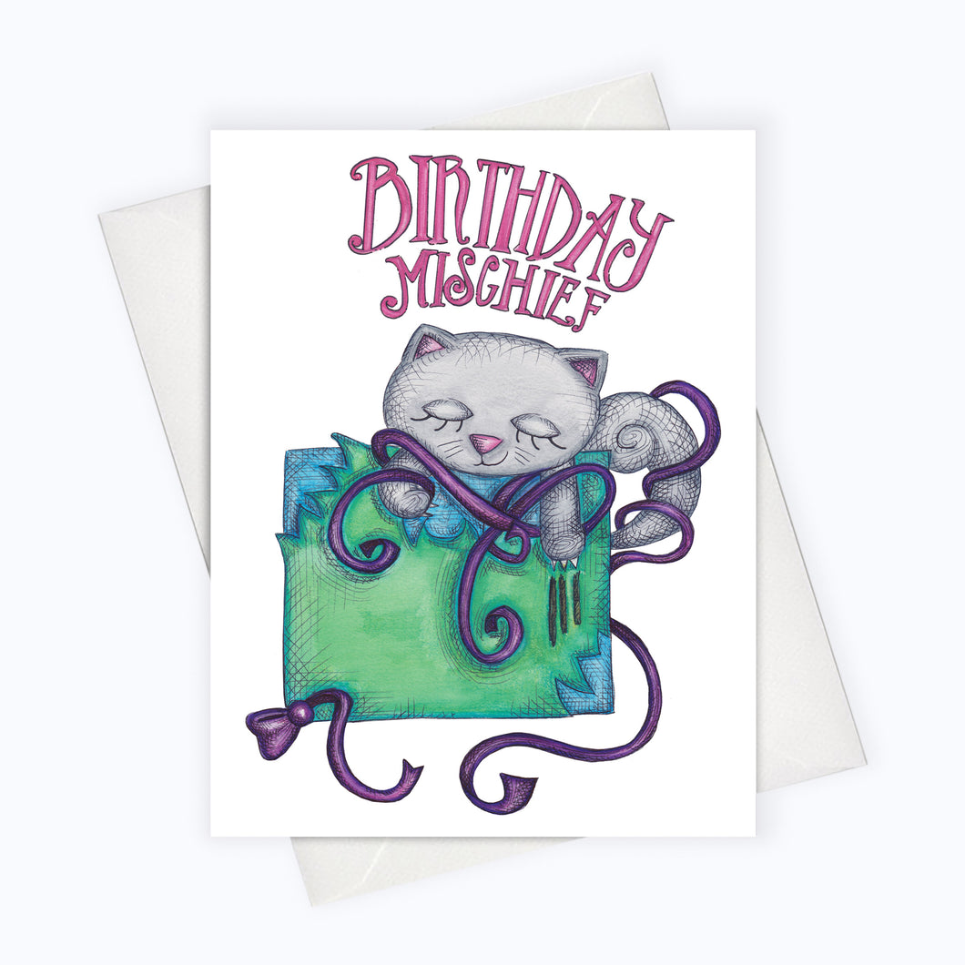 Cat Birthday Card Birthday Mischief Funny Greeting Card Funny Cat About A Cloud Co