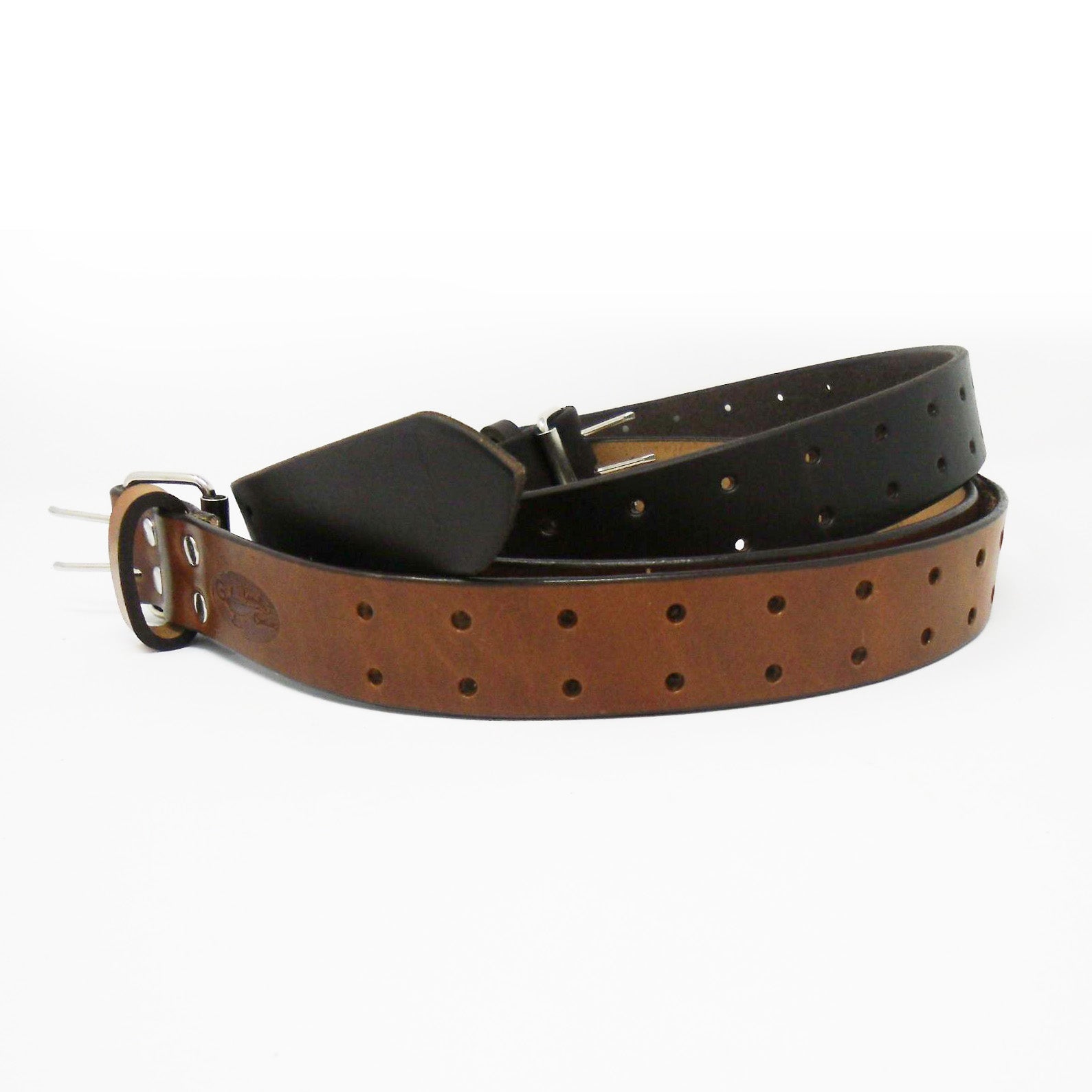 two prong leather belt