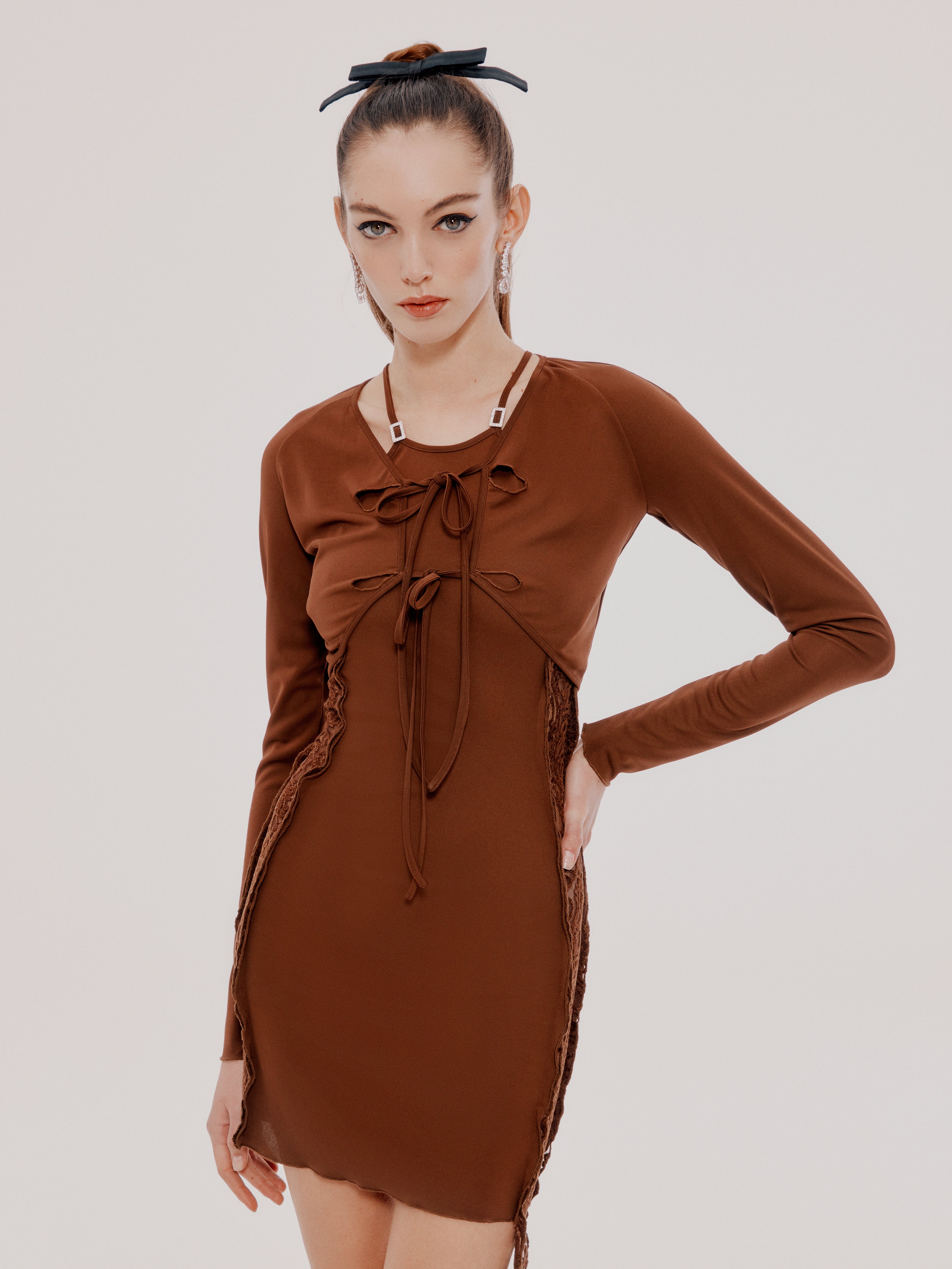 Brown Sade Dress (Final Sale)