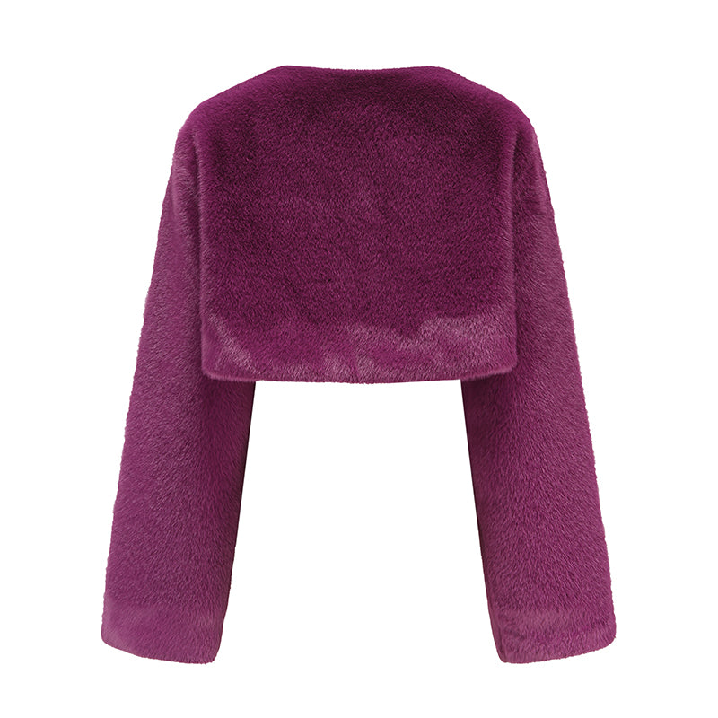 Monica Cropped Fur Coat (Purple) (Final Sale)