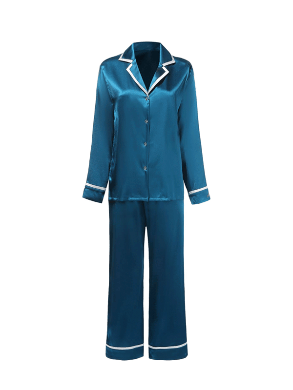 Morpho Helena Light Blue Silk Pajama Set | Nana Jacqueline Designer Wear