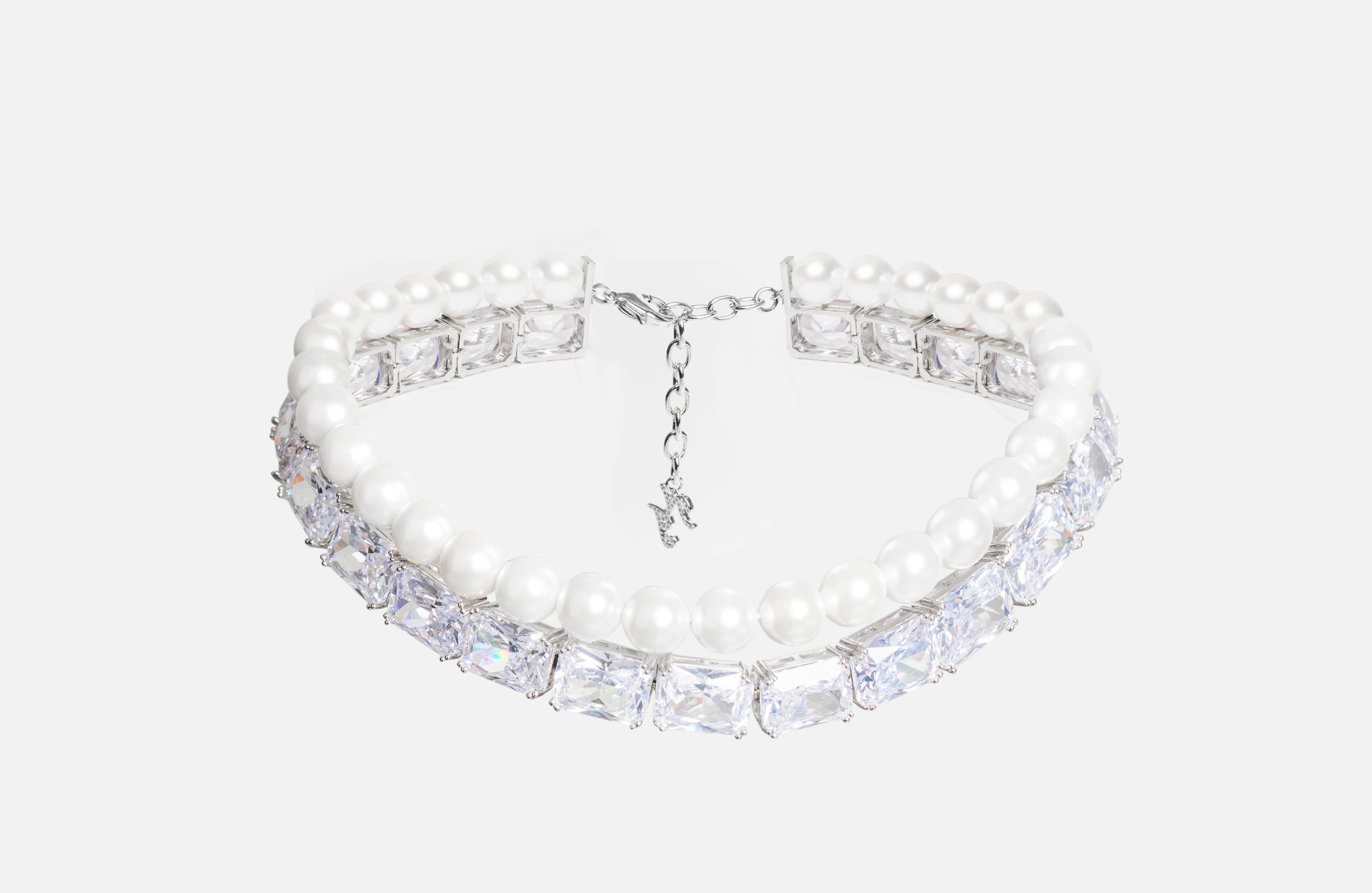 Gracey Pearl Crystal Choker Necklace (Final Sale)