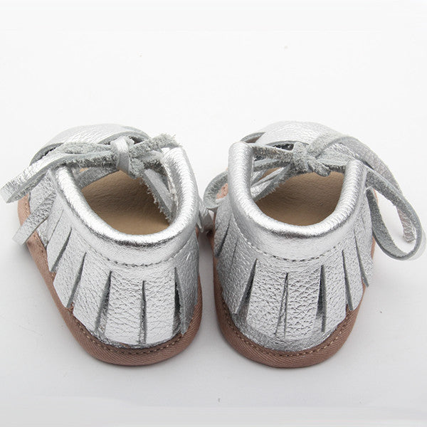 Baby Shoes. Soft Leather Baby Moccasin Style Shoes. Silver Sandals ...