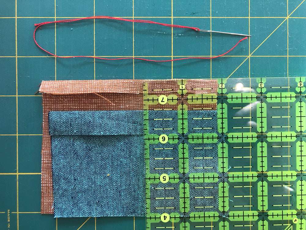 ironing, essex linen, aurifil thread, bojagi, flat-felled seam