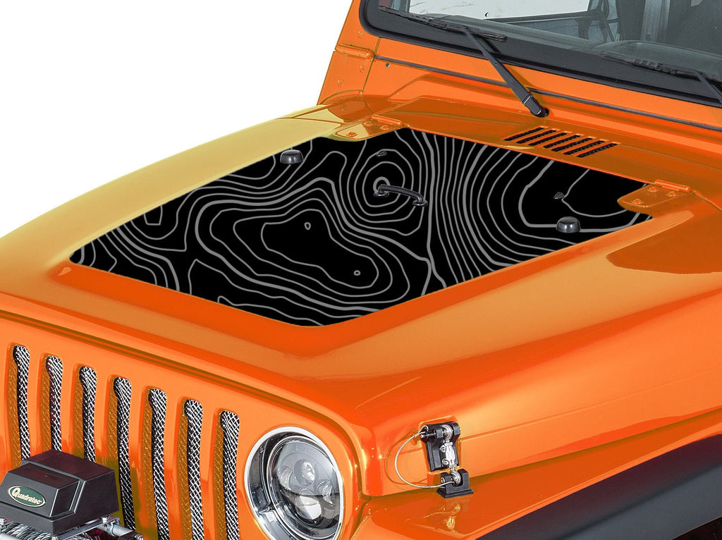 Topographic Topo Hood Decal Compatible with Jeep Wrangler TJ 1997-2006
