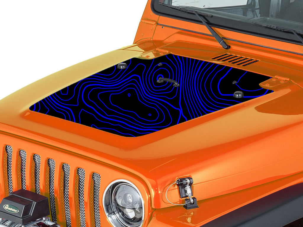 Topographic Topo Hood Decal Compatible with Jeep Wrangler TJ 1997-2006