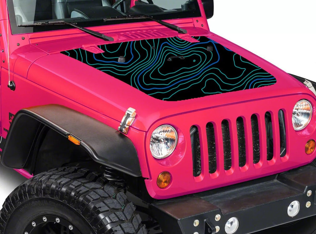 Topographic Hood Decal Compatible with Jeep Wrangler JK 2007-2018 3M V