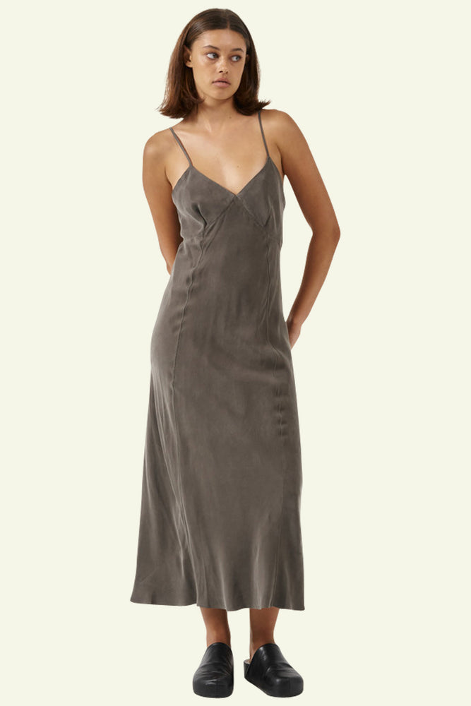 Chelsea Full Length Slip Dress - Stone Grey