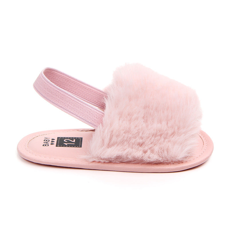 fluffy slides pink