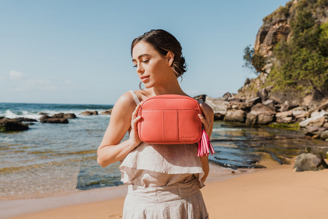 zara coral bag