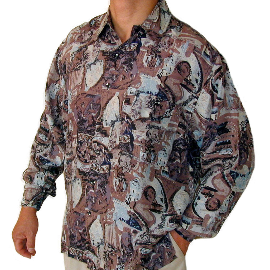 Long Sleeve 100% Silk Shirt (Print105 