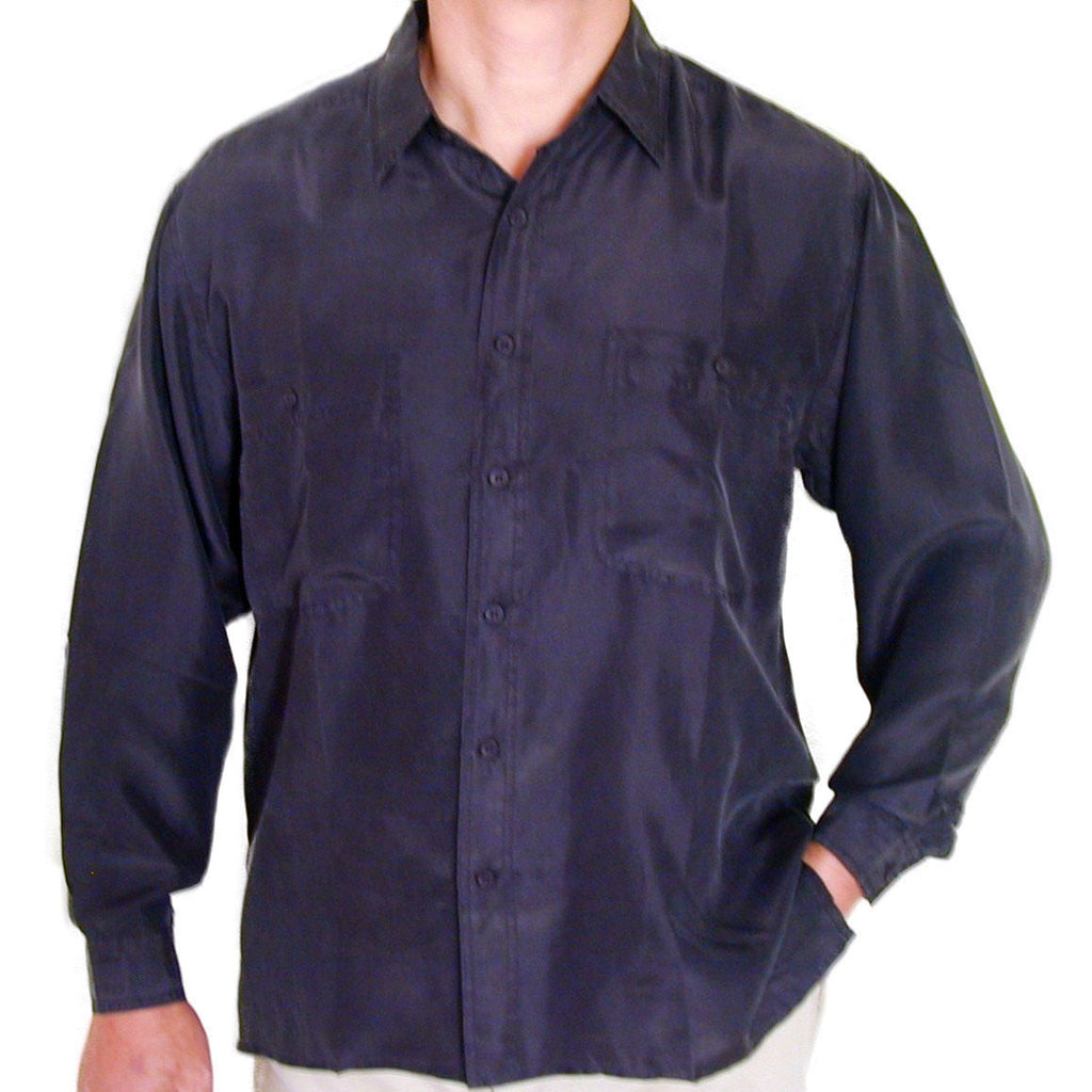 Men's Long Sleeve 100% Silk Shirt (Black) S,M,L – SURPRISEsilk